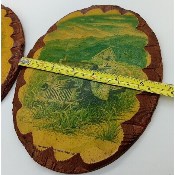 Wintermute Oval Wood Slice Wall Plaque Boys Kids Tractor Truck Farm Country Vtg - Picture 14 of 14